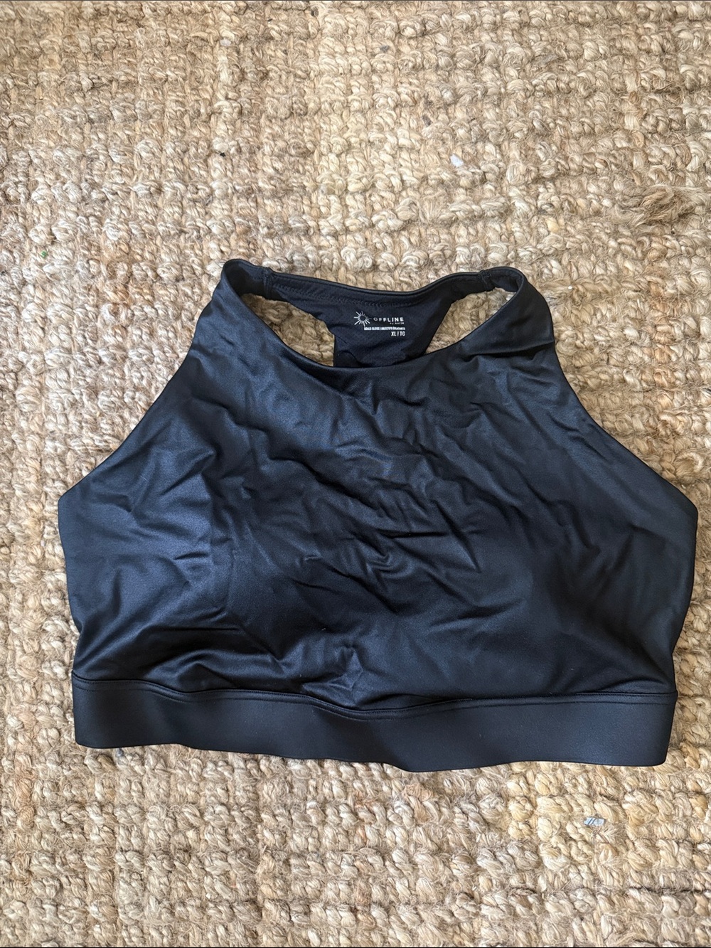 aerie High-Neck Black Sports Bra